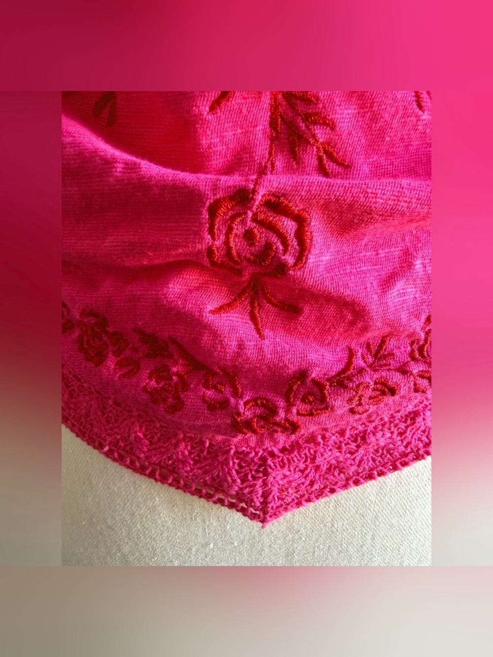 Free People - Pink Embroidered Halter Cowl Neck Top - Picture 3 of 5
